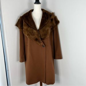 NEW Fleurette Wool Coat with Lamb Shearling Fur Collar